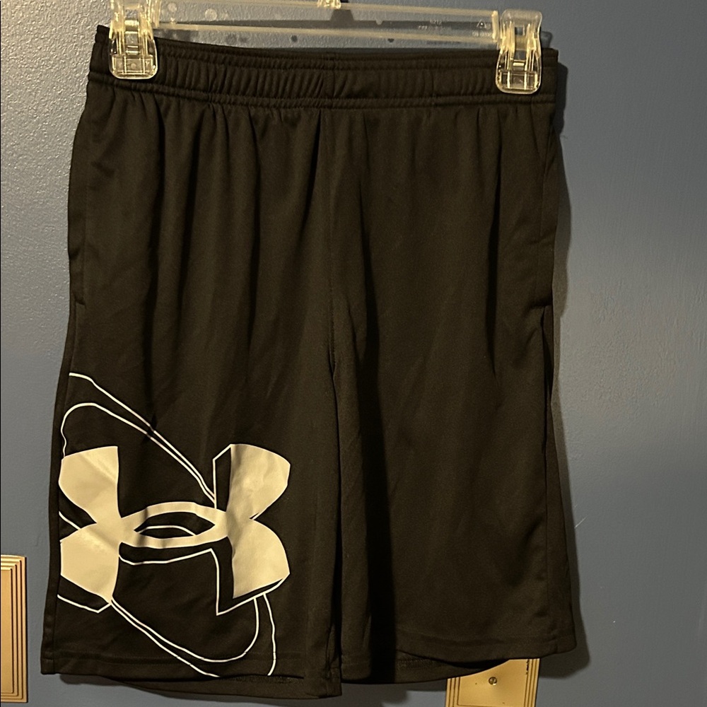 Under Armour Kids Black Shorts with Large White Logo